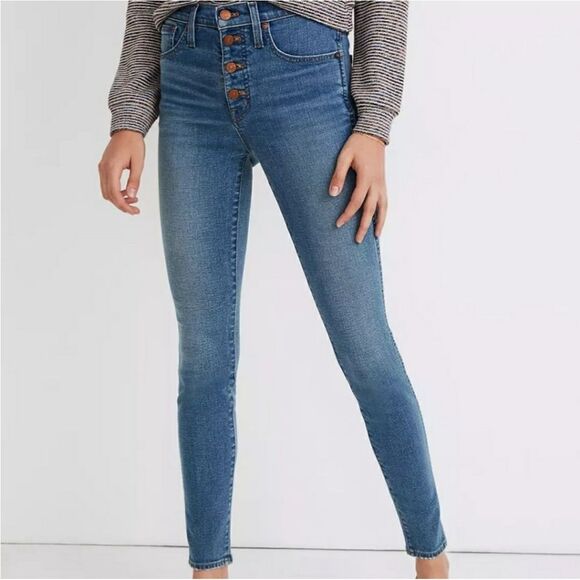 NWT Madewell Petite 10" High Rise Skinny Jeans Button Fly Dewitt Wash Size 24P - Picture 12 of 12